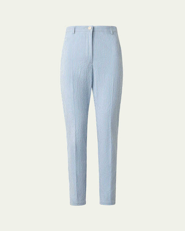 Freda Seersucker Striped Tapered-Leg Pants